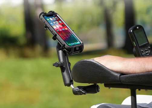 Rollstuhl Handyhalter Smartphonehalter mit individuellen  Einstellmöglichkeiten